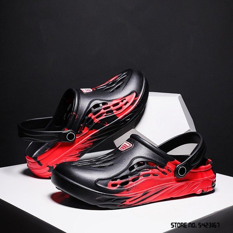 Fashion Men Sandals Summer Hole Rubber Clogs Garden Shoes Beach Flat Slippers Slip On Beach Sandals Lightweight Slippers Water Shoes