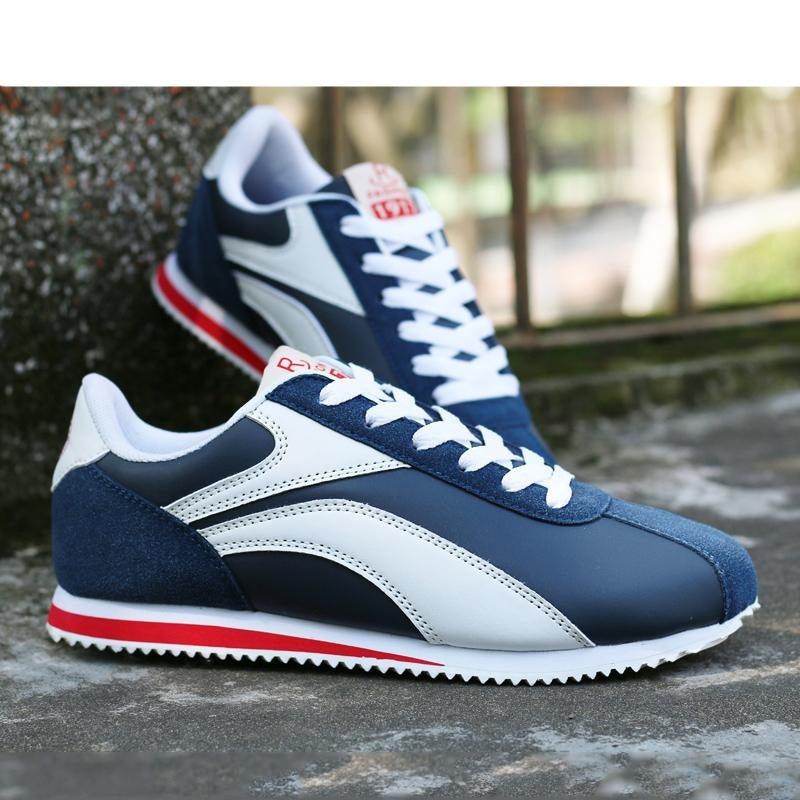 Fashion Men Sport Breathable Running Sneakers Casual Breathable Walking Shoes Sport Athletic Blue White Sneakers Gym Tennis Slip On Walking Outdoor Workout Sneakers