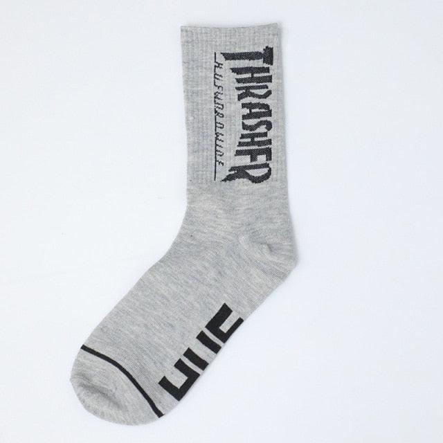 Fashion Men Street Wear Cool Cotton Socks Harajuku Funny Socks Trendy Women Long Socks Crew Socks White Hip Hop Socks Basketball Running Cycling Socks For Men And Women