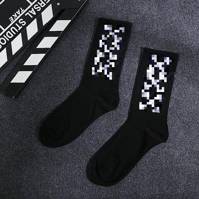 Fashion Men Street Wear Cool Cotton Socks Harajuku Funny Socks Trendy Women Long Socks Crew Socks White Hip Hop Socks Basketball Running Cycling Socks For Men And Women