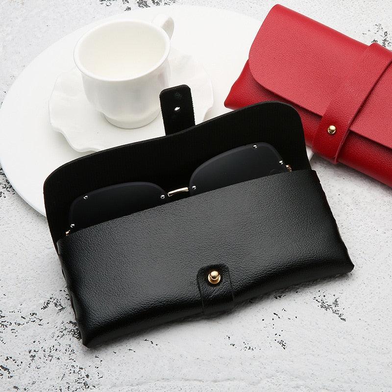 Fashion Men Women Portable Glasses Case Magnetic Leather Fold-able Sunglasses Eyeglass Holder Eyewear Portable Eyeglass Case Eyeglasses Bag For Reading Glasses Spectacles And Small Sunglasses