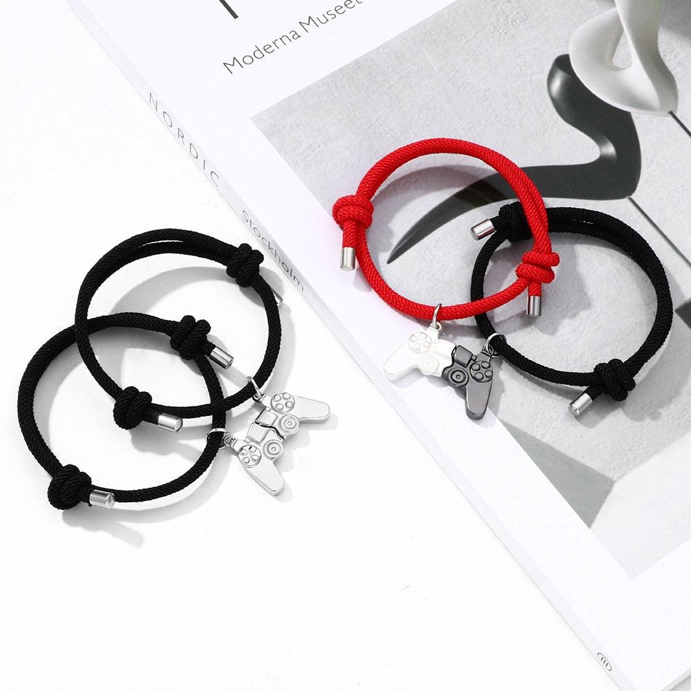 Fashion New Game Console Handle Couple Bracelet Magnet Charm Bracelet Game Controller Couples Bracelets Valentines Day Gifts Magnetic Matching Best Friend Bracelets Friendship Bracelets For Women Men