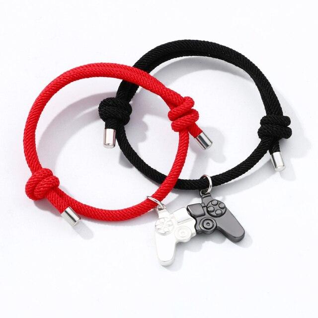 Fashion New Game Console Handle Couple Bracelet Magnet Charm Bracelet Game Controller Couples Bracelets Valentines Day Gifts Magnetic Matching Best Friend Bracelets Friendship Bracelets For Women Men