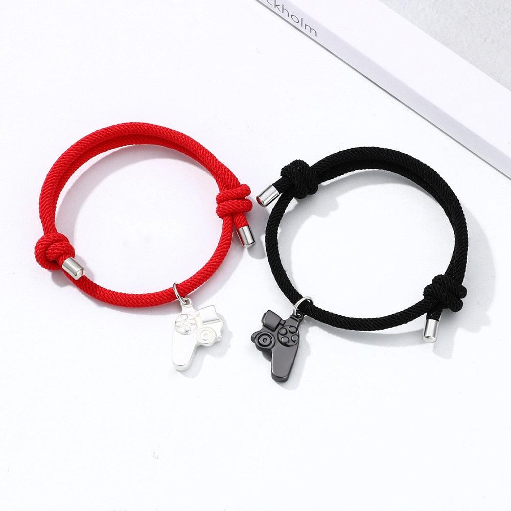 Fashion New Game Console Handle Couple Bracelet Magnet Charm Bracelet Game Controller Couples Bracelets Valentines Day Gifts Magnetic Matching Best Friend Bracelets Friendship Bracelets For Women Men