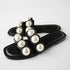 Fashion Party Dresses Shoes Pearl Sandals Flat Women Flip Flops Casual Beach Flat Slippers Dressy Flat Sandals With Pearls Slip On Summer Beach Bridal Shoes