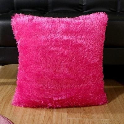 Fashion Plush Cushion Cover Shaggy Faux Fur Decorative Pillow Fur Pillows Fluffy Throw Pillows Cover Faux Fur Pillow Case Luxury Soft Cushion Cover Cushion Covers Home Living Room Seat Car Pink Pillowcase