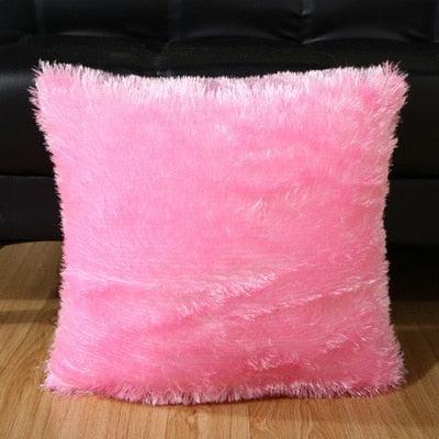 Fashion Plush Cushion Cover Shaggy Faux Fur Decorative Pillow Fur Pillows Fluffy Throw Pillows Cover Faux Fur Pillow Case Luxury Soft Cushion Cover Cushion Covers Home Living Room Seat Car Pink Pillowcase