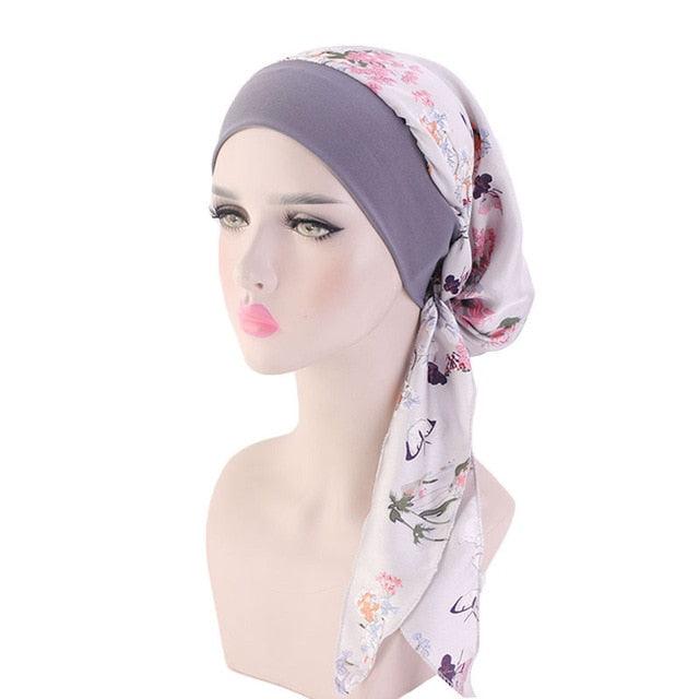 Fashion Printed Flowers Soft Beanie Turban Hat Inner Hijabs Cap Muslim Head Scarf Turban Bonnet Ladies Wrap Under Hijab Caps For Women