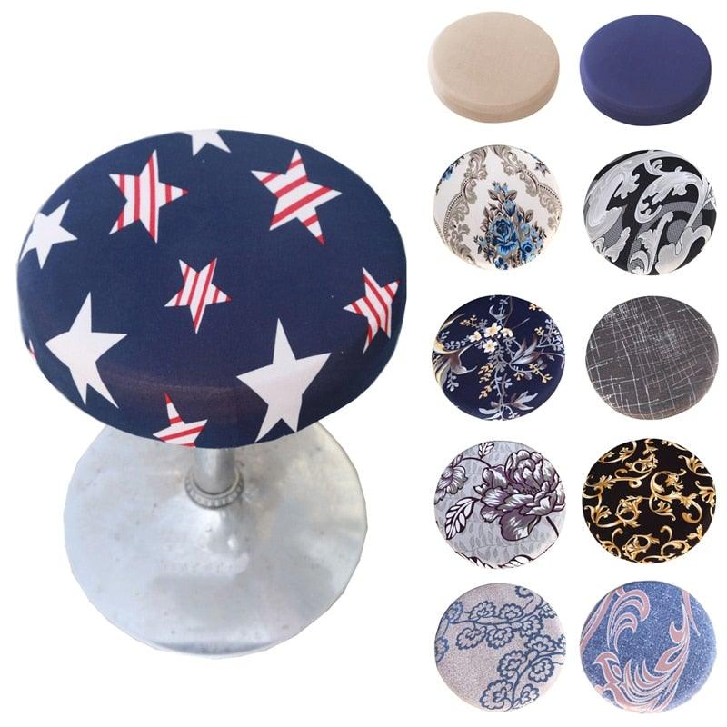 Fashion Printed Round Chair Cover Bar Stool Cover Elastic Stretchy Seat Cover Chair Protector Home Chair Slipcover Stretch Round Bar Stool Covers Washable Stool Cushion Slipcover Elastic Bar Chair Covers