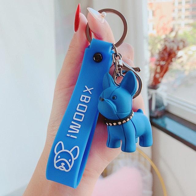 Fashion PU Leather Punk French Bulldog Keychain Cute French Bulldog Key Pendant School Bag Handbag Car Keychain Pendant Dog Keychains For Women Bag Pendant Jewelry Trinket Men's Car Key Ring Key Chain