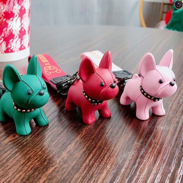 Fashion PU Leather Punk French Bulldog Keychain Cute French Bulldog Key Pendant School Bag Handbag Car Keychain Pendant Dog Keychains For Women Bag Pendant Jewelry Trinket Men's Car Key Ring Key Chain