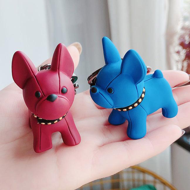 Fashion PU Leather Punk French Bulldog Keychain Cute French Bulldog Key Pendant School Bag Handbag Car Keychain Pendant Dog Keychains For Women Bag Pendant Jewelry Trinket Men's Car Key Ring Key Chain