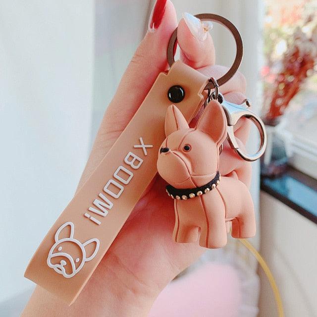 Fashion PU Leather Punk French Bulldog Keychain Cute French Bulldog Key Pendant School Bag Handbag Car Keychain Pendant Dog Keychains For Women Bag Pendant Jewelry Trinket Men's Car Key Ring Key Chain