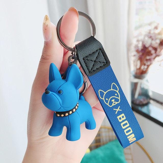 Fashion PU Leather Punk French Bulldog Keychain Cute French Bulldog Key Pendant School Bag Handbag Car Keychain Pendant Dog Keychains For Women Bag Pendant Jewelry Trinket Men's Car Key Ring Key Chain