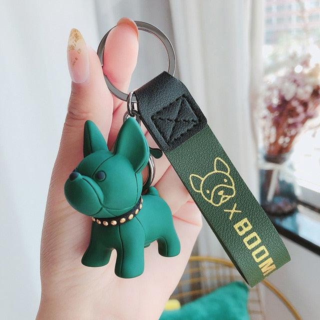 Fashion PU Leather Punk French Bulldog Keychain Cute French Bulldog Key Pendant School Bag Handbag Car Keychain Pendant Dog Keychains For Women Bag Pendant Jewelry Trinket Men's Car Key Ring Key Chain