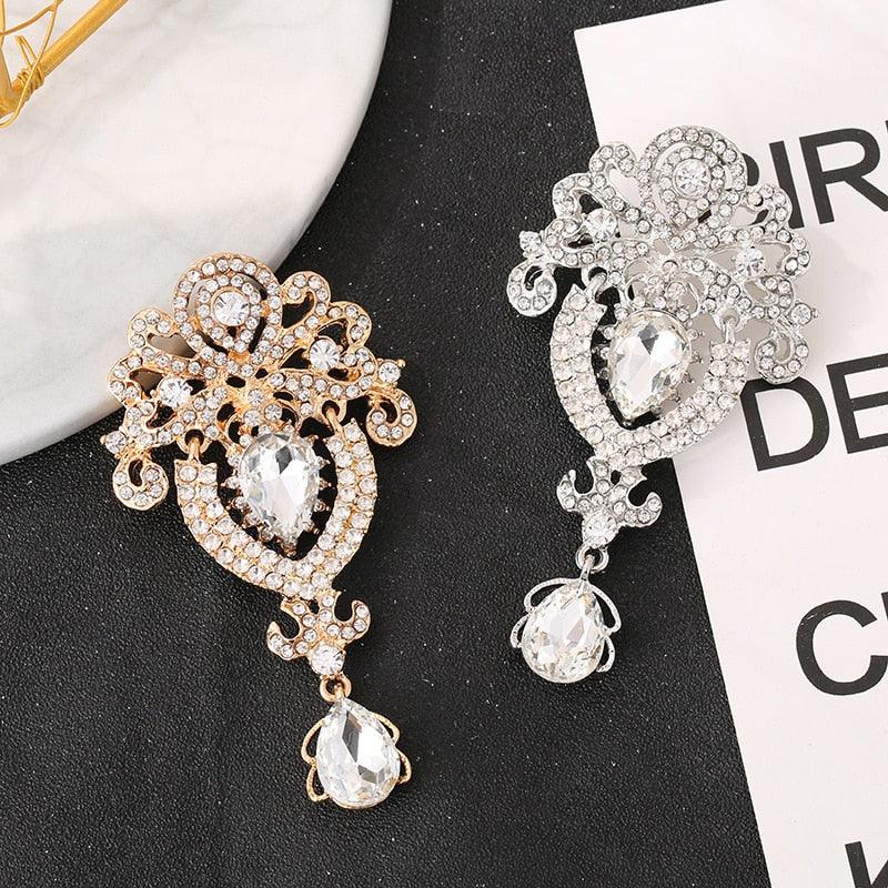 Fashion Quality Large Crystal Teardrop Shaped Brooch Pins For Women Crystal Brooch Rhinestone Brooch Pin Gemstone Lapel Pin Bridal Jewelry Accessories Wedding Luxury Accessories Jewelry Gift