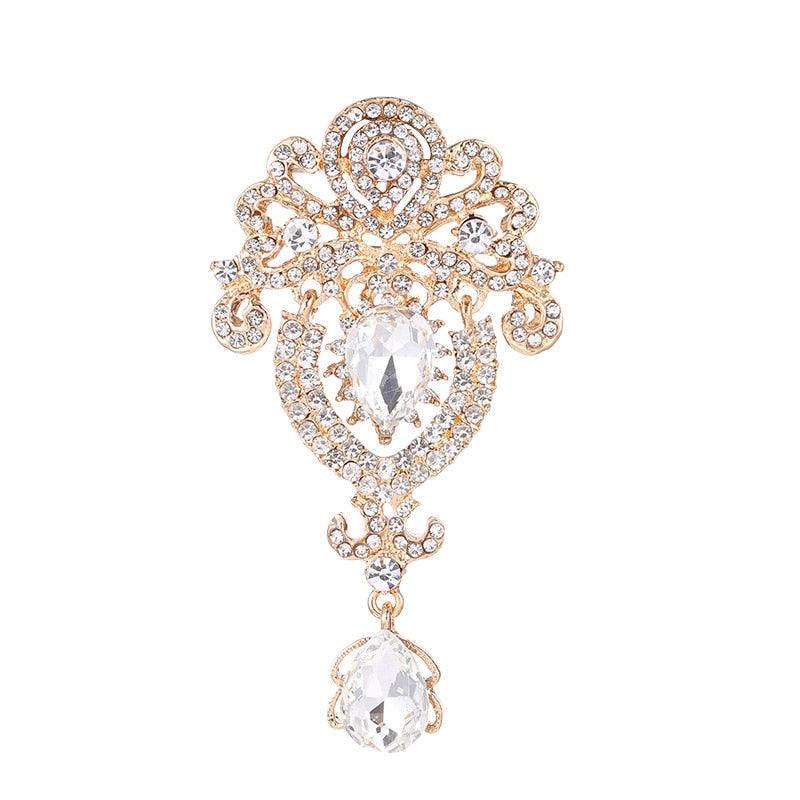 Fashion Quality Large Crystal Teardrop Shaped Brooch Pins For Women Crystal Brooch Rhinestone Brooch Pin Gemstone Lapel Pin Bridal Jewelry Accessories Wedding Luxury Accessories Jewelry Gift