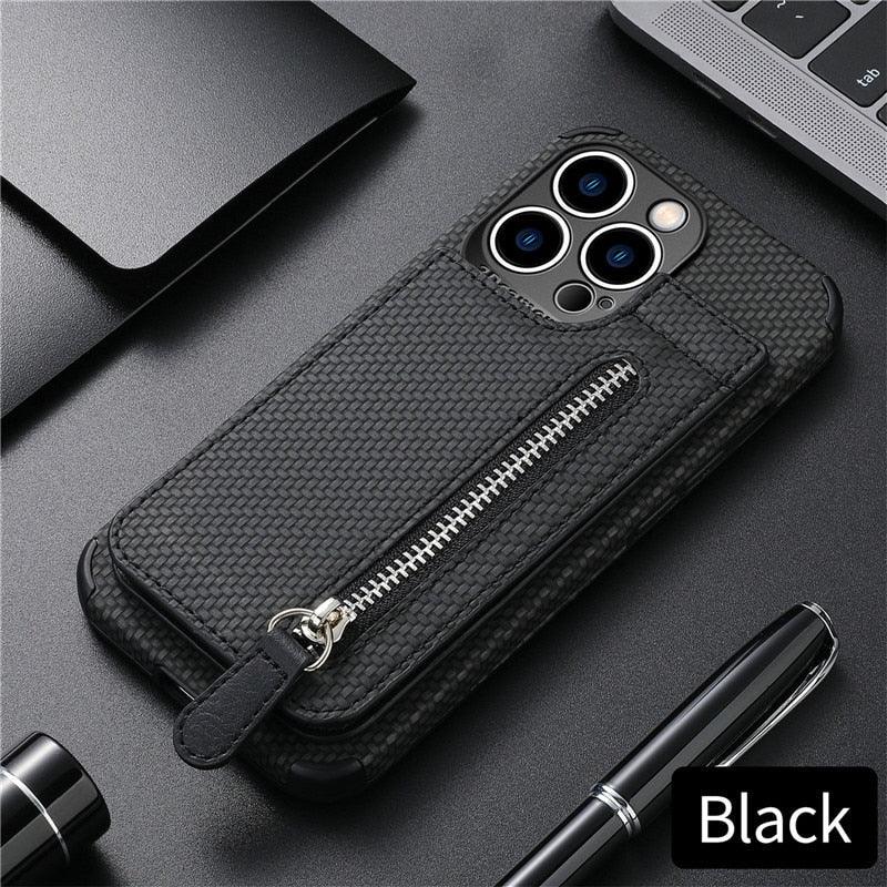 Fashion Slim Fit Luxury Leather Cover For iPhone 13 11 12 Pro XR XS Max Mini X 6 7 8 Plus Wallet Card Slots Shockproof Flip Case PU Leather Flip Folio Book Protective Cover with Slots Magnetic Clasp  Holder