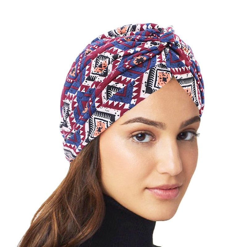 Fashion Soft Cotton Print Inner Headdress Lightweight Turban Elegant Bonnet Hijab Caps Arab Wrap Hijab Headscarf Hat For Woman