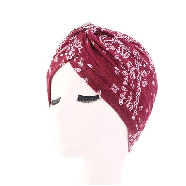 Fashion Soft Cotton Print Inner Headdress Lightweight Turban Elegant Bonnet Hijab Caps Arab Wrap Hijab Headscarf Hat For Woman