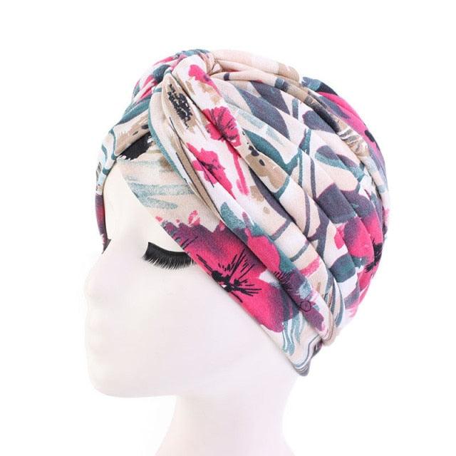 Fashion Soft Cotton Print Inner Headdress Lightweight Turban Elegant Bonnet Hijab Caps Arab Wrap Hijab Headscarf Hat For Woman