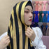 Fashion Soft Hijab Long Leaf Feather Geometry Pattern Black Series Bronzing Chiffon Hijab Scarf Headwrap Shawl Headscarf for Muslim Women