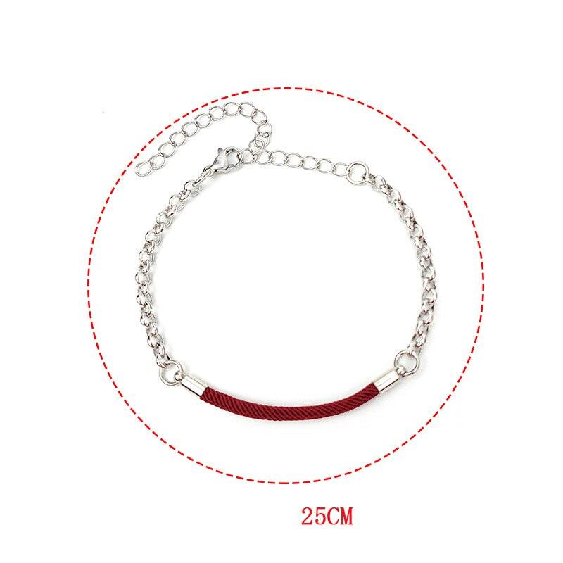 Fashion Stainless Steel Bracelet Hand Adjustable Rope Chain Black/Red Lucky Charm Chain Bracelet Beaded Link Chain Bracelet Cable For Women Men Couple Jewelry Gift