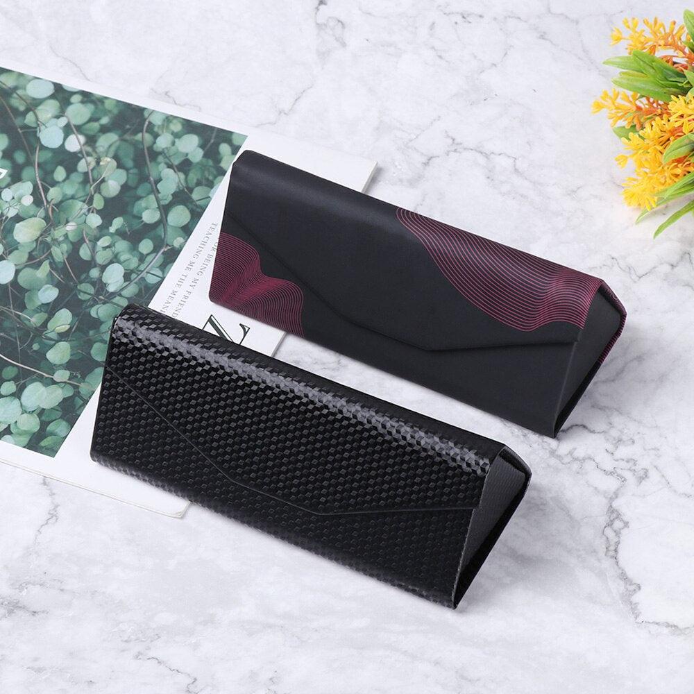 Fashion Sunglasses Holder Triangle Folding Waterproof Strong Magnet Eyewear Case Sun Glasses Box Eyeglasses Protective Case Luxury Stylish Leather Compact Magnet Closure Sunglasses Cases For School Reading Home