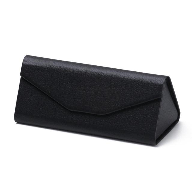 Fashion Sunglasses Holder Triangle Folding Waterproof Strong Magnet Eyewear Case Sun Glasses Box Eyeglasses Protective Case Luxury Stylish Leather Compact Magnet Closure Sunglasses Cases For School Reading Home