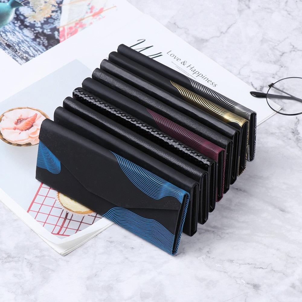 Fashion Sunglasses Holder Triangle Folding Waterproof Strong Magnet Eyewear Case Sun Glasses Box Eyeglasses Protective Case Luxury Stylish Leather Compact Magnet Closure Sunglasses Cases For School Reading Home