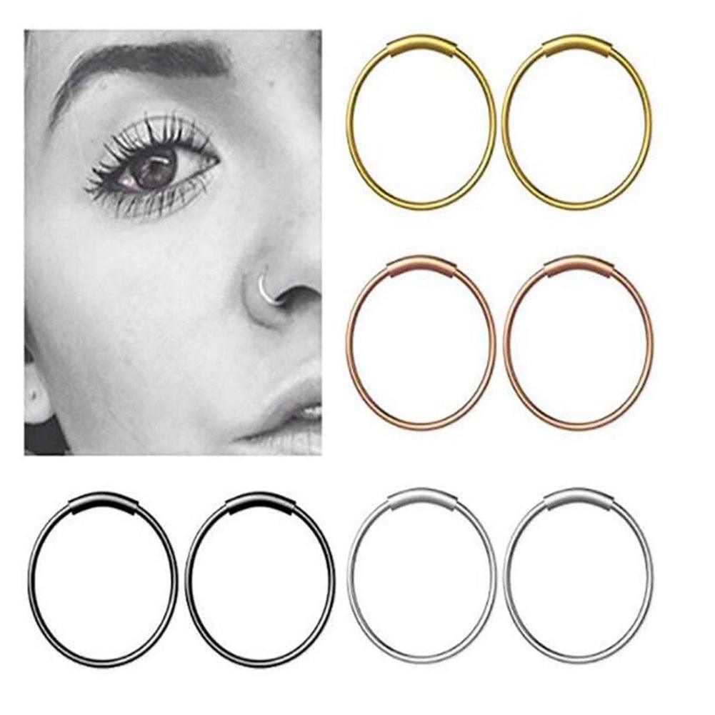 Fashion Surgical Steel Nose Hoop Nose Ring Stud Punk Style Body Piercing Jewelry Nose Lip Cartilage Tragus Helix Stainless Steel Hinged Clicker Segment Nose Ring Hoops Helix Cartilage Tragus Sleeper Earrings Body Piercing Ear Piercing