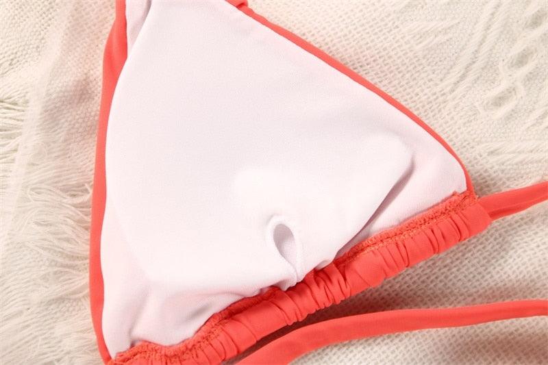 Fashion Swimwear Women Bikini Sets Women Lace Up Two Piece String Bikinis Beach Swimsuit Triangle Bathing Suit Side Tie Swimwear String Swimming Suit For Women Bathing Suit Micro Halter String Triangle Bikini