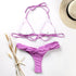 Fashion Swimwear Women Bikini Sets Women Lace Up Two Piece String Bikinis Beach Swimsuit Triangle Bathing Suit Side Tie Swimwear String Swimming Suit For Women Bathing Suit Micro Halter String Triangle Bikini