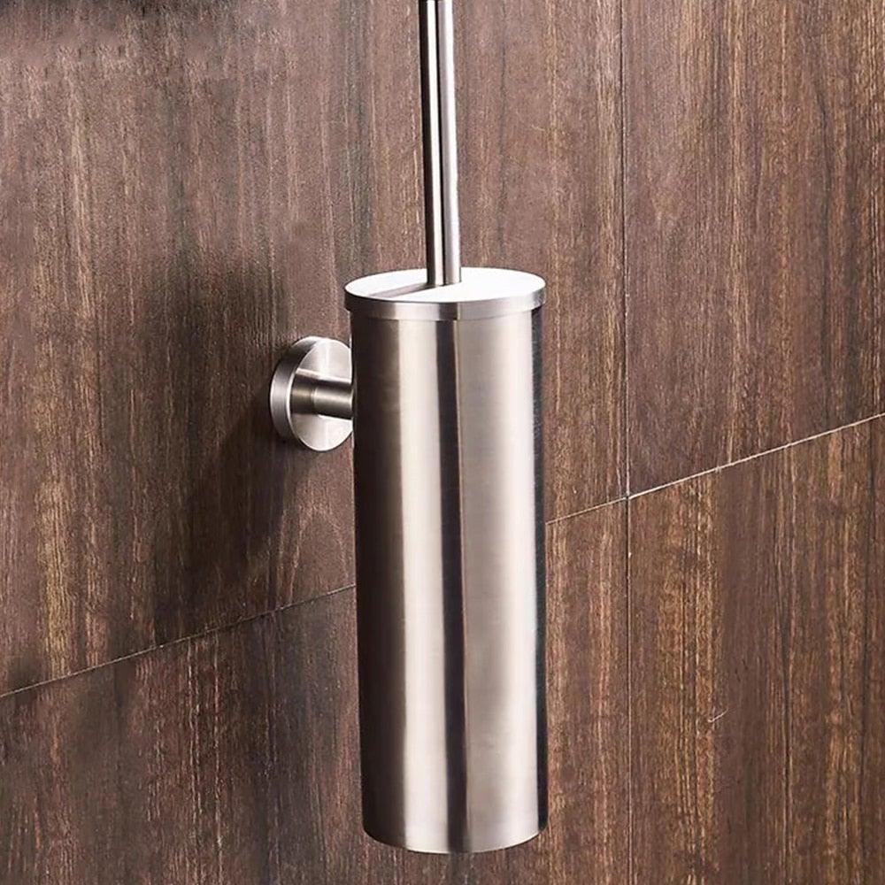 Fashion Toilet Cleaning Brush Holder Sets Wall Mount Stainless Steel Bathroom Accessories Hardware Black Chrome Toilet Bowl Brush with Stainless Steel Handle Durable Bristles Deep Cleaning Compact Bathroom Brush Save Space Good Grip Anti-Drip