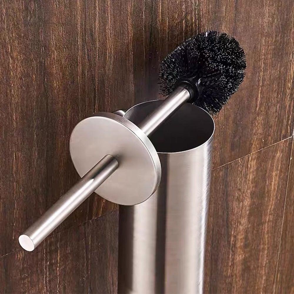 Fashion Toilet Cleaning Brush Holder Sets Wall Mount Stainless Steel Bathroom Accessories Hardware Black Chrome Toilet Bowl Brush with Stainless Steel Handle Durable Bristles Deep Cleaning Compact Bathroom Brush Save Space Good Grip Anti-Drip