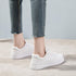 Fashion White Split Leather Women Sneakers White Lace Up Women Casual Shoe Luxury Leather Womens Sneakers Spring Casual Women Fashion Flat Sneakers