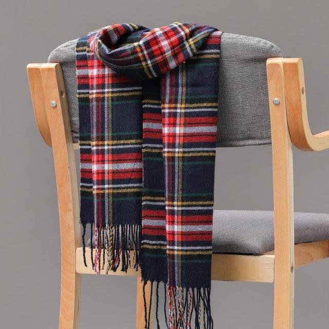 Fashion Winter Casual Classic Soft Plaid Popular Couple Lightweight Tartan Muffler Warm Scarf Cashmere Scarves Shawls Wraps Lightweight Women Warm Lattice Scarves Cashmere Hijab For Women