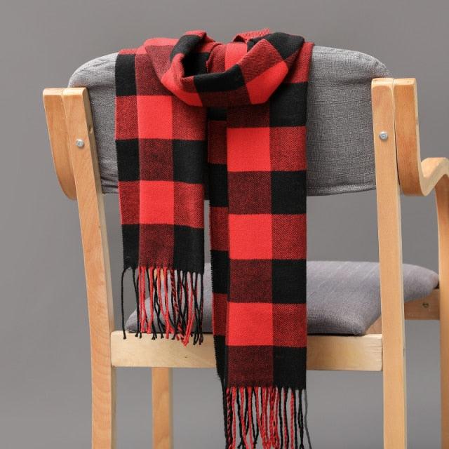 Fashion Winter Casual Classic Soft Plaid Popular Couple Lightweight Tartan Muffler Warm Scarf Cashmere Scarves Shawls Wraps Lightweight Women Warm Lattice Scarves Cashmere Hijab For Women