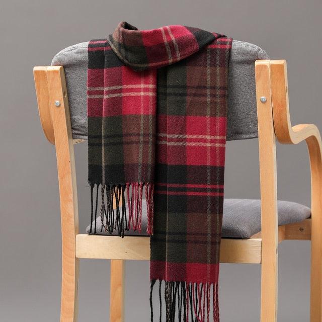 Fashion Winter Casual Classic Soft Plaid Popular Couple Lightweight Tartan Muffler Warm Scarf Cashmere Scarves Shawls Wraps Lightweight Women Warm Lattice Scarves Cashmere Hijab For Women