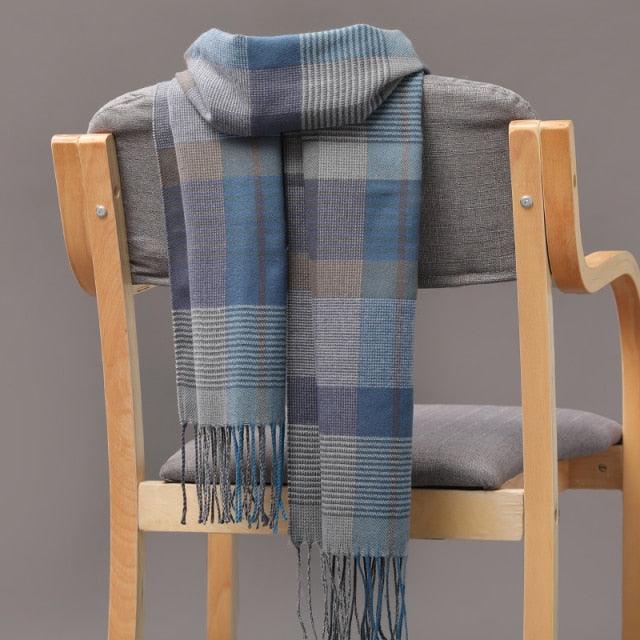 Fashion Winter Casual Classic Soft Plaid Popular Couple Lightweight Tartan Muffler Warm Scarf Cashmere Scarves Shawls Wraps Lightweight Women Warm Lattice Scarves Cashmere Hijab For Women