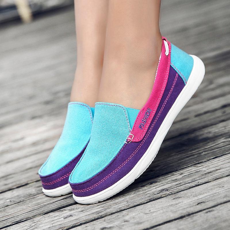 Fashion Women Flat Shoes New Espadrilles Casual Canvas Spring Summer Women Flat Mesh Running Casual Slip On Comfortable Walking Flats Shoes For Womens