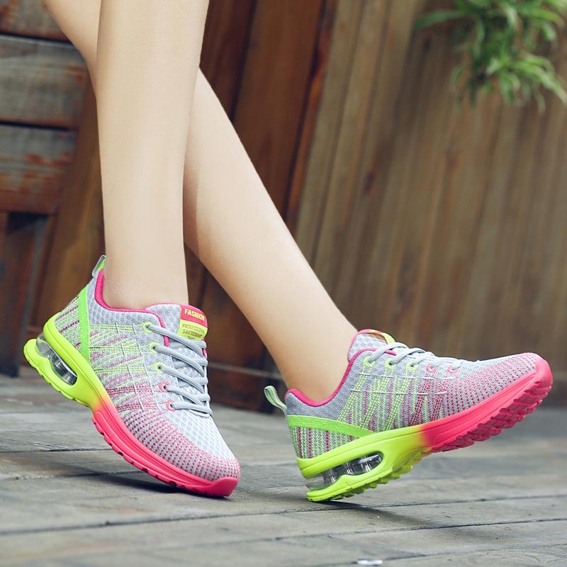 Fashion Women Lightweight Running Shoes Outdoor Sports Shoes Breathable Mesh Comfort Air Cushion Lace Up Sneakers Womans Athletic Sneakers Workout Running Shoes