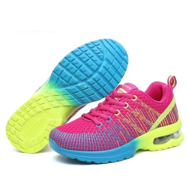 Fashion Women Lightweight Running Shoes Outdoor Sports Shoes Breathable Mesh Comfort Air Cushion Lace Up Sneakers Womans Athletic Sneakers Workout Running Shoes