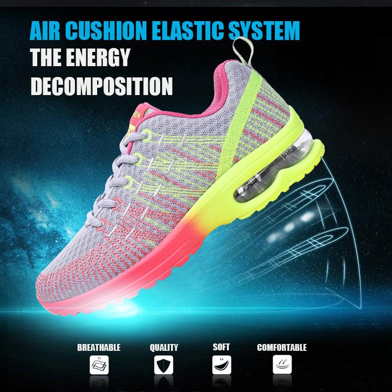 Fashion Women Lightweight Running Shoes Outdoor Sports Shoes Breathable Mesh Comfort Air Cushion Lace Up Sneakers Womans Athletic Sneakers Workout Running Shoes