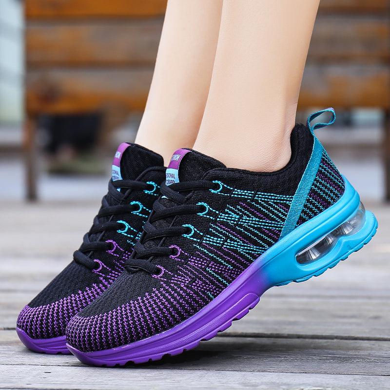 Fashion Women Lightweight Running Shoes Outdoor Sports Shoes Breathable Mesh Comfort Air Cushion Lace Up Sneakers Womans Athletic Sneakers Workout Running Shoes