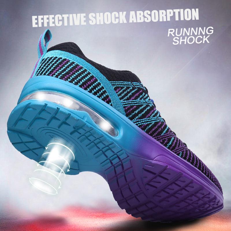 Fashion Women Lightweight Running Shoes Outdoor Sports Shoes Breathable Mesh Comfort Air Cushion Lace Up Sneakers Womans Athletic Sneakers Workout Running Shoes