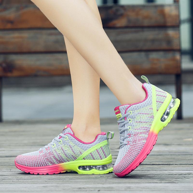 Fashion Women Lightweight Running Shoes Outdoor Sports Shoes Breathable Mesh Comfort Air Cushion Lace Up Sneakers Womans Athletic Sneakers Workout Running Shoes