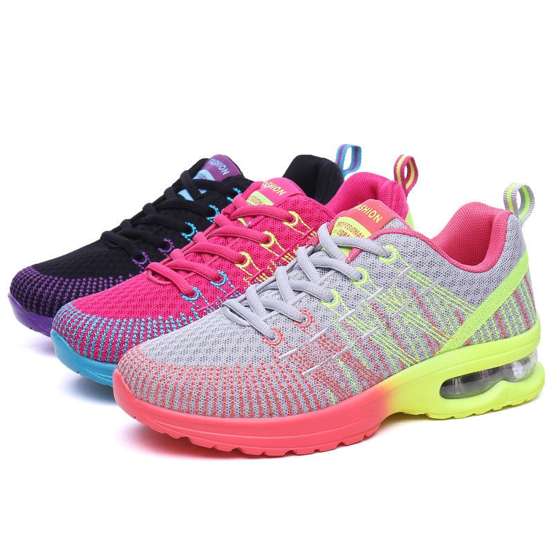 Fashion Women Lightweight Running Shoes Outdoor Sports Shoes Breathable Mesh Comfort Air Cushion Lace Up Sneakers Womans Athletic Sneakers Workout Running Shoes