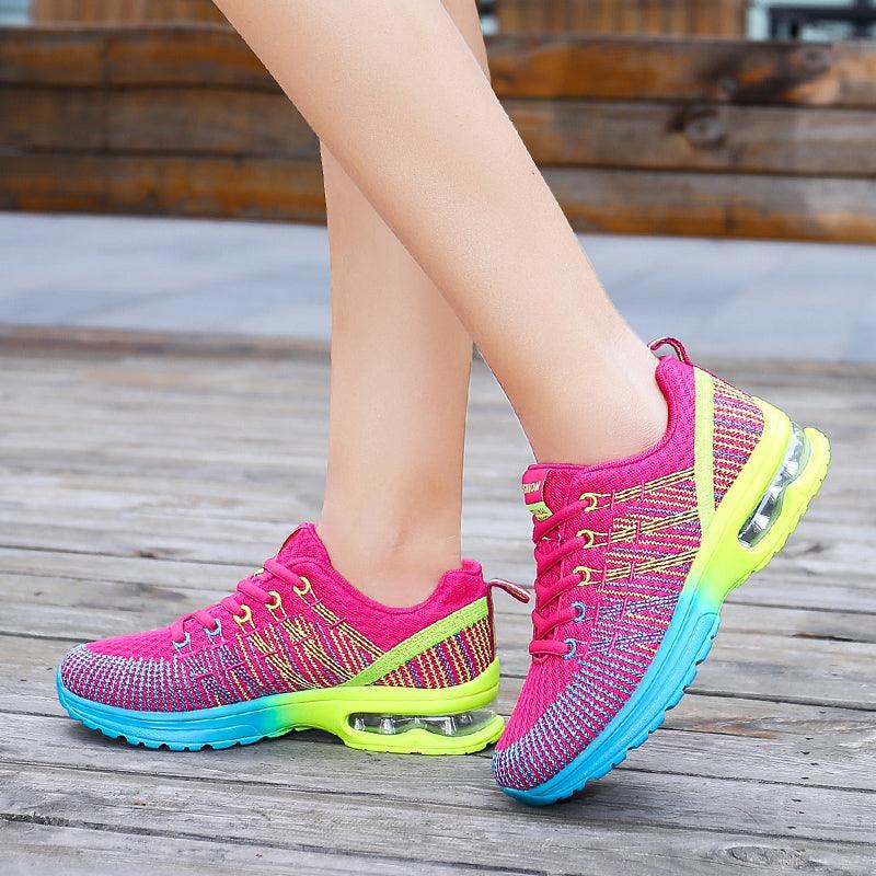 Fashion Women Lightweight Running Shoes Outdoor Sports Shoes Breathable Mesh Comfort Air Cushion Lace Up Sneakers Womans Athletic Sneakers Workout Running Shoes