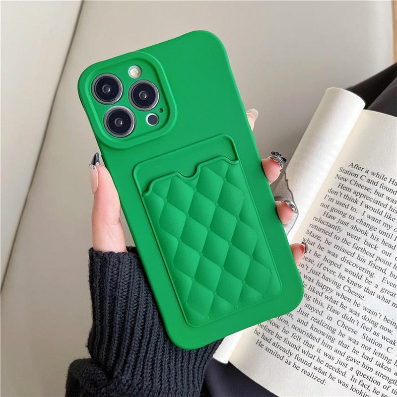 Fashion Women Luxury Pattern Wallet Case For iPhone 14 11 12 13 Pro Max Soft Silicone Card Holder Cover Silicone Case With Card Holder Compatible with iPhone